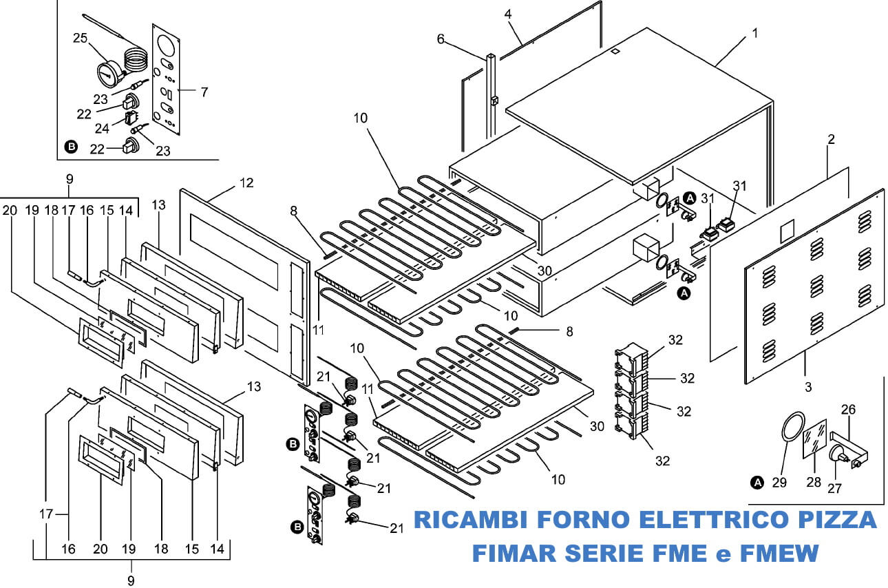 ricambi per forno elettrico per pizza fimar serie FME e FMEW